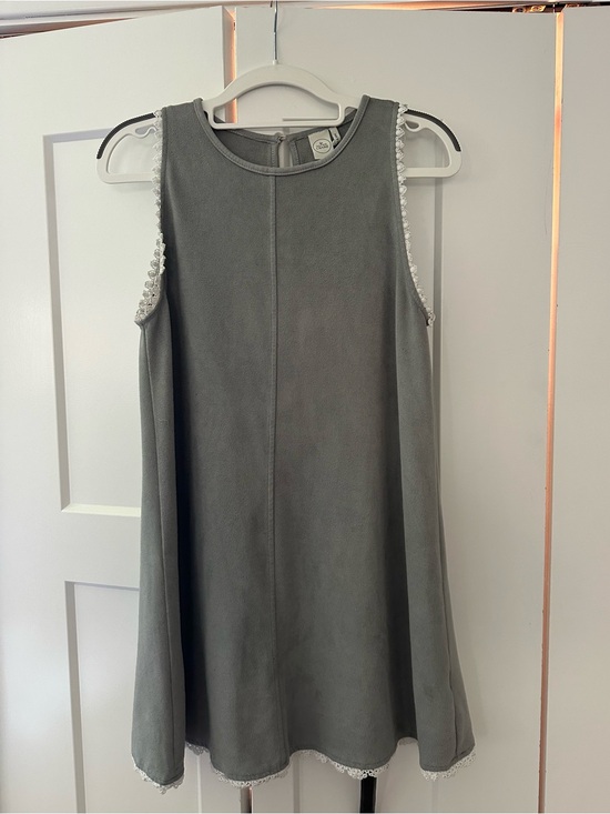 Paper Crane Dresses & Skirts - Gray Sleeveless A-Line Dress with White Trim